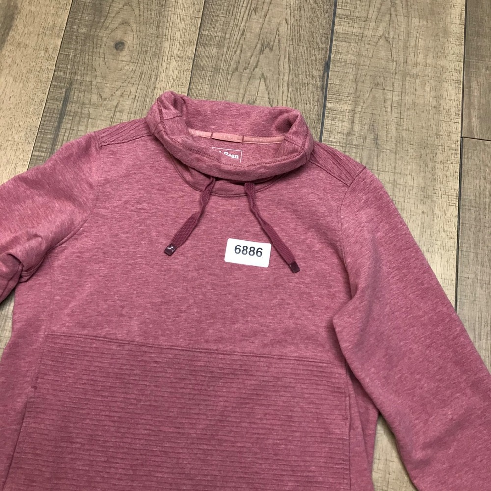 L.L. Bean Sweatshirt Womens Size PS Petite Small Pink Pullover Funnel Neck Cozy - Picture 10 of 10